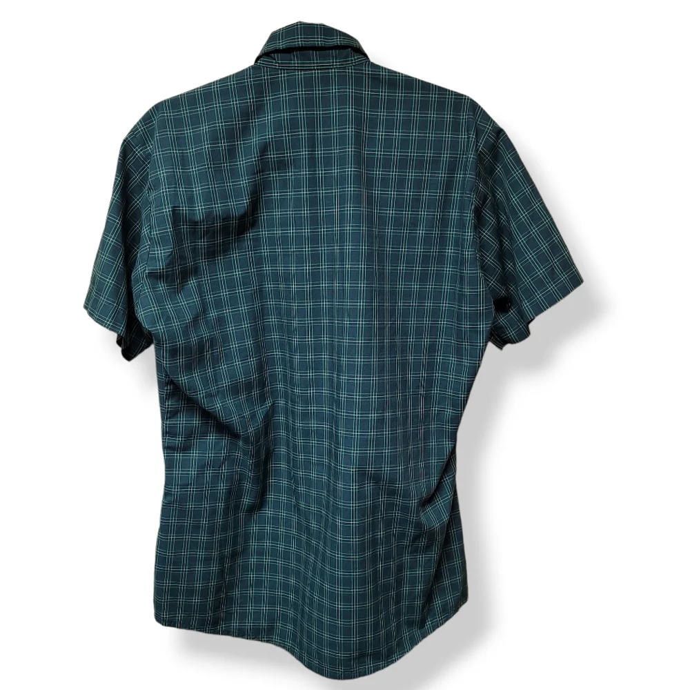 Vintage John Deere Snap Short Sleeve Green Plaid Shirt - Picture 2 of 9